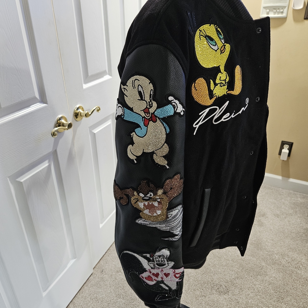 Philipp Plein Black Bomber Jacket with Cartoon Patches - Picture 3 of 6